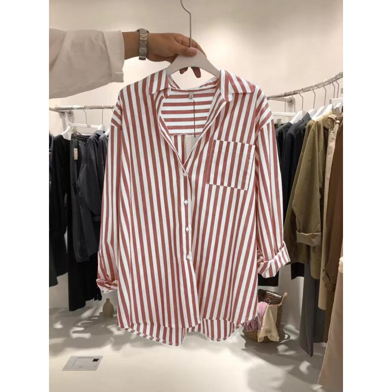 Striped Shirt Women's Design Sense Niche 1116 Spring New French Retro Versatile Loose Chic Unique Top