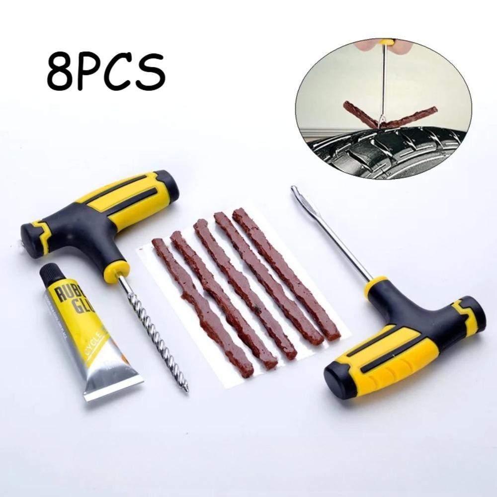 Car Tire Repair Kit with Tools & Adhesive – Durable Plug Strips Included, Uses for Tubeless Tyre Emergency Puncture Fix