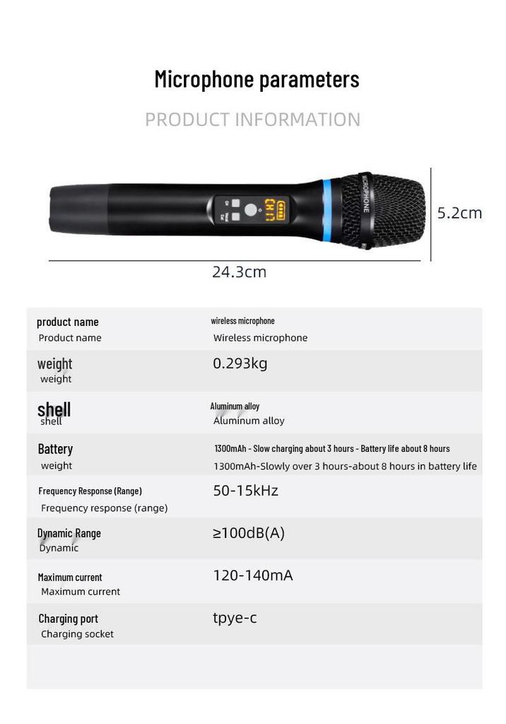 M50 Universal Bluetooth Wireless Microphone with DSP Anti-howling and Reverb for Singing and Home Entertainment KTV