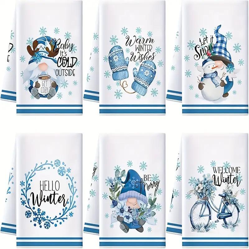 2PCS Christmas towel cloth, dish towel, cross-border microfiber Christmas printing, kitchen towel cloth, dish towel