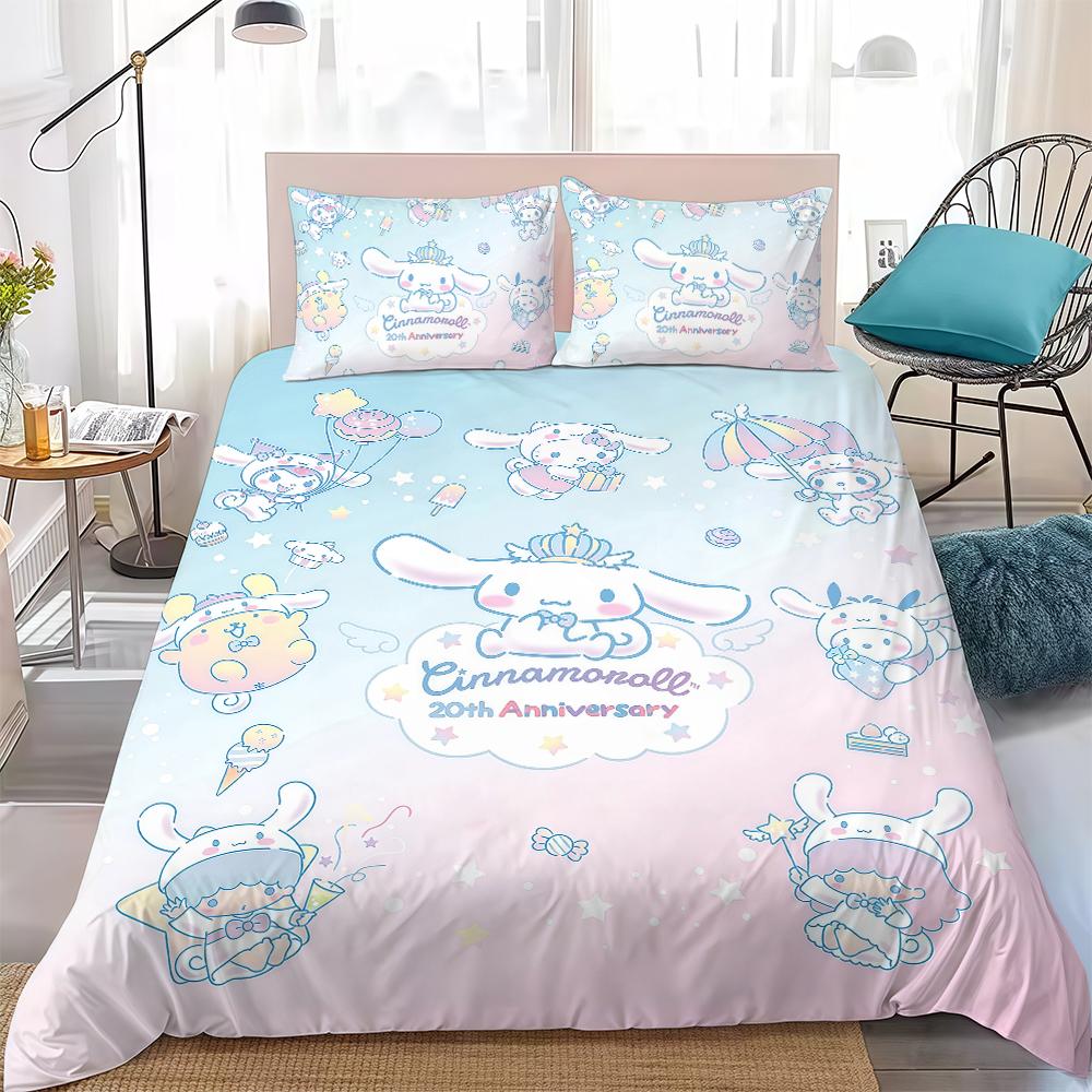 C-Cinnamoroll Cute Cartoon Duvet Cover Set Home Style Bedding Soft Laundry Cotton Bed 3 Piece Set Student Dormitory Gift