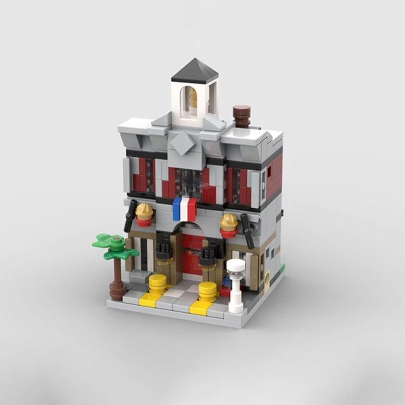 Urban Miniature Street View Fire Station MOC Building Blocks Set Small Fire Pump Truck Model Kids Puzzle Toy Boy's Birthday Gift