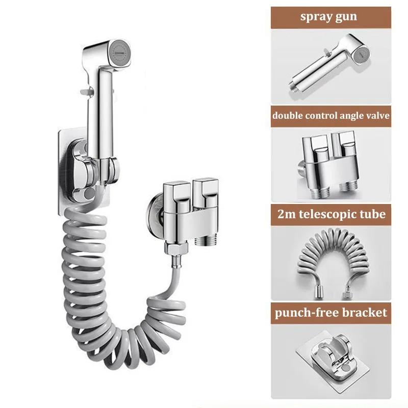 1 In 2 Out Flush Spray Gun Faucet Toilet Companion Bidet Booster Nozzle Bathroom Flush Gun High Pressure Household