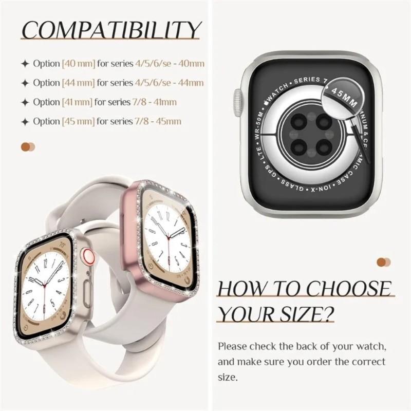 Glitter Diamond PC Hard Bumper Case for Apple Watch 10 9 8 4 5 6 SE 45mm 40mm 44MM 42mm 46mm Full Cover