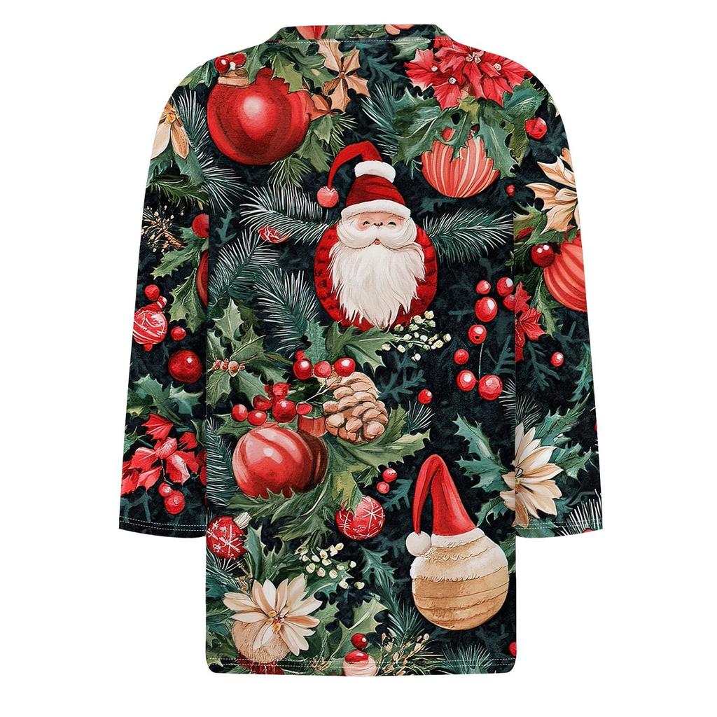 Women's T Shirt Christmas Print 3/4 Sleeve Daily Weekend Fashion Basic Round Neck Regular Top