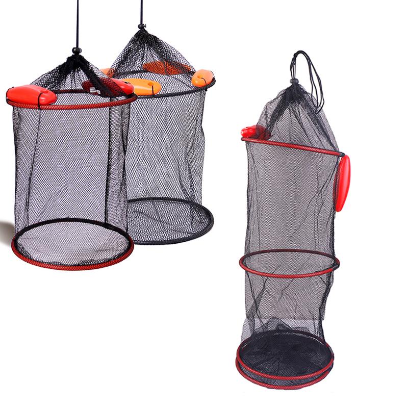 Portable Mesh Crab Fishing Net Crayfish Lobster Shrimp Trap Foldable Fish Cage Woven Fish Basket Network Trap Cage Tackle