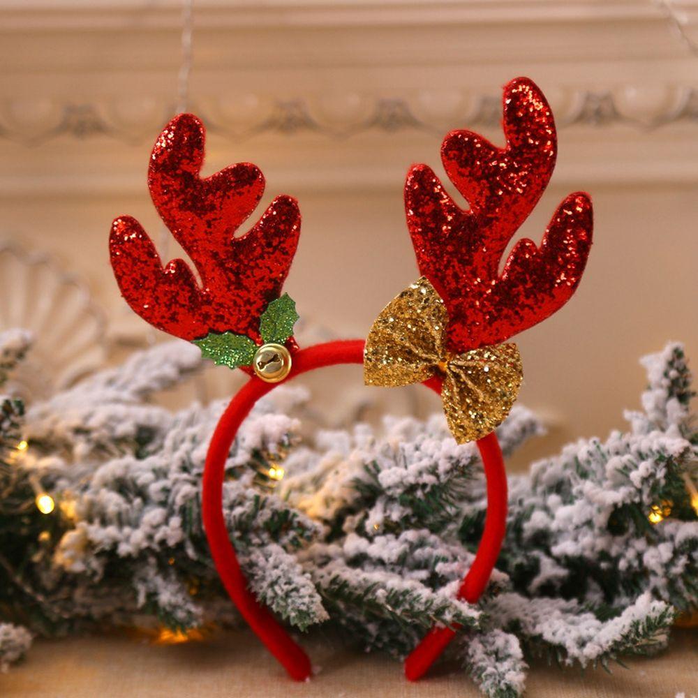 Dress Up Elk Bells Christmas Hair Band Antlers Headband Female Plush Hair Hoop Christmas Decoration