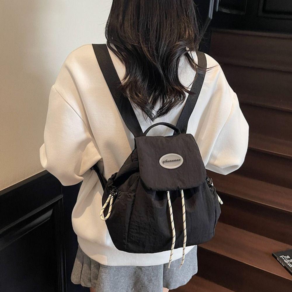 Drawstring Women Nylon Backpack Lightweight Minimalist Commuting Backpack  Travel