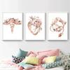 Nordic Creative Human Organs Heart Pink Flower Canvas Print Poster Wall Art Decorative Painting Medical Education Mural Posters