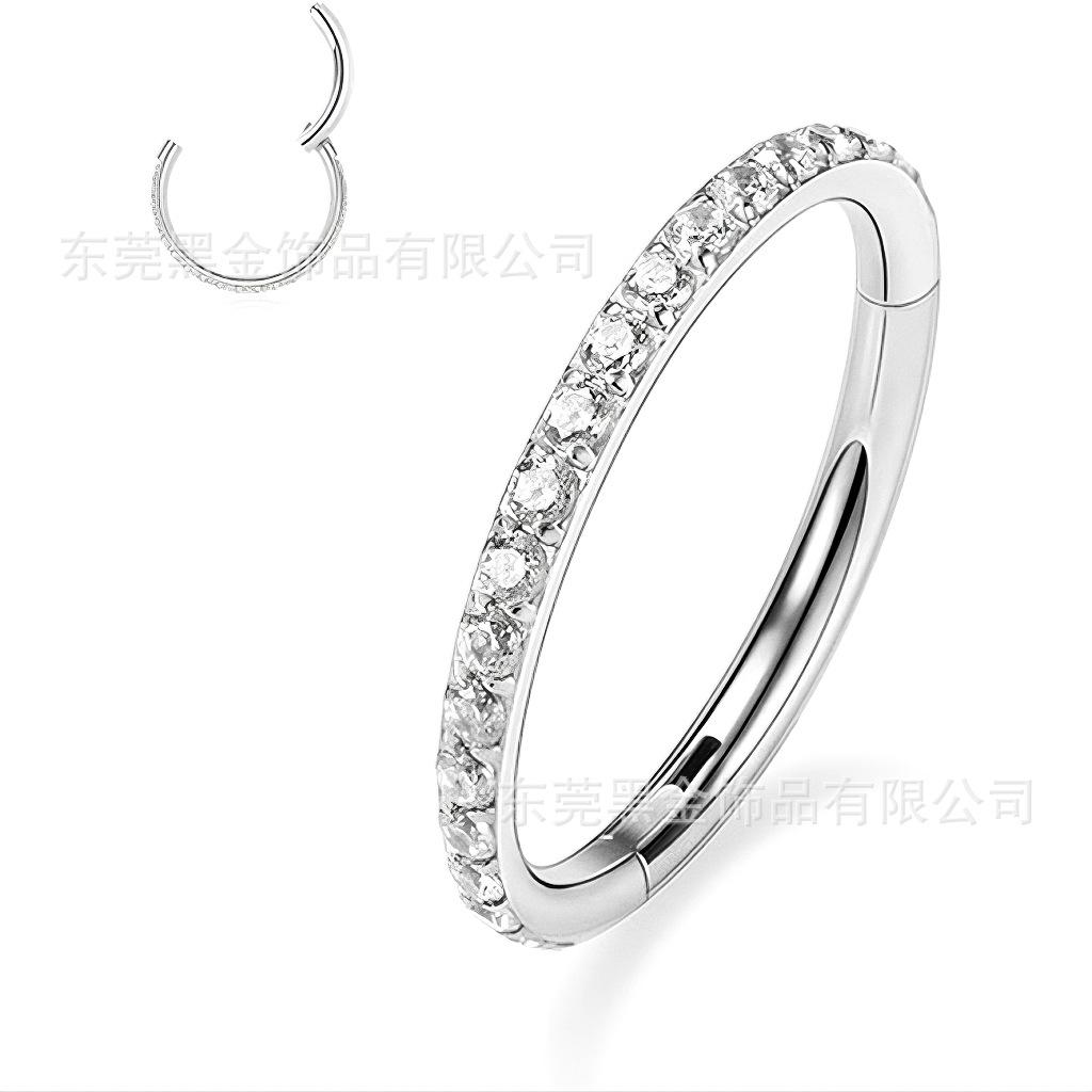 

Ювелирные изделия Бриллиантовое кольцо в нос Закрытое кольцо Титановая сталь Носовая перегородка Кольцо Нос Пуссета 316L Украшения для пирсинга ушей 1.2*6 серебряный