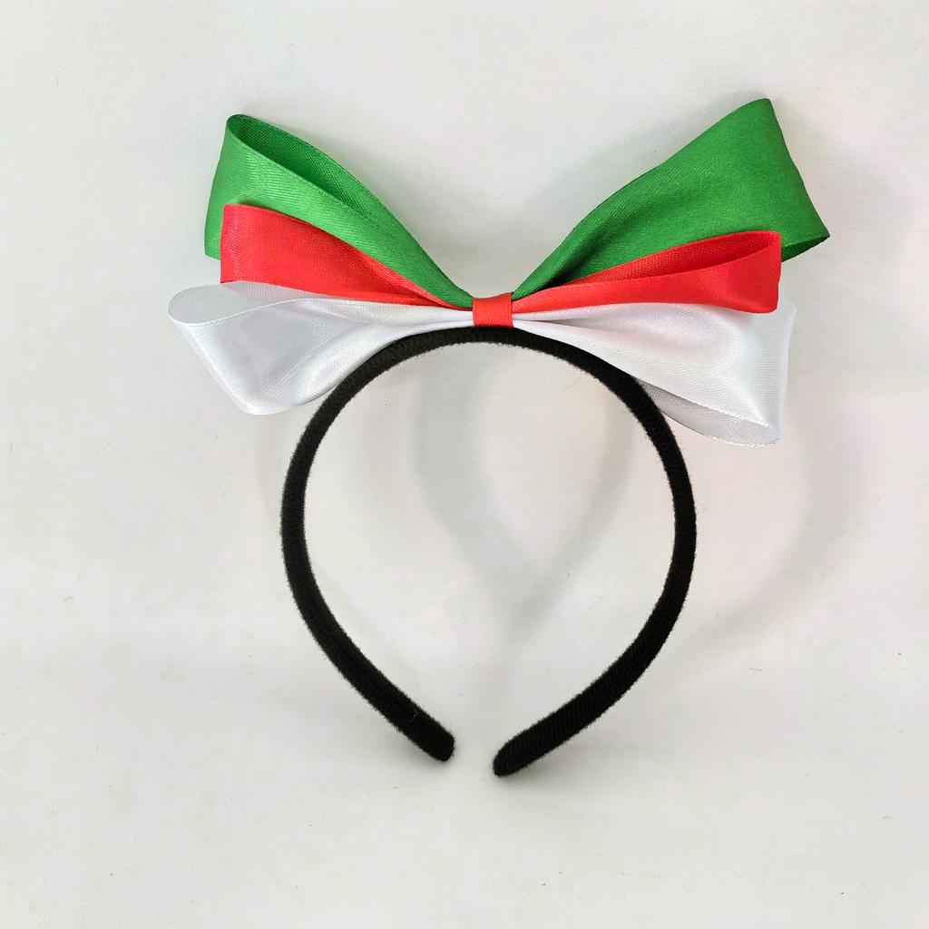 Bow Headband European Cup Fan Flag Cheering World Color Blocked Ribbon Party