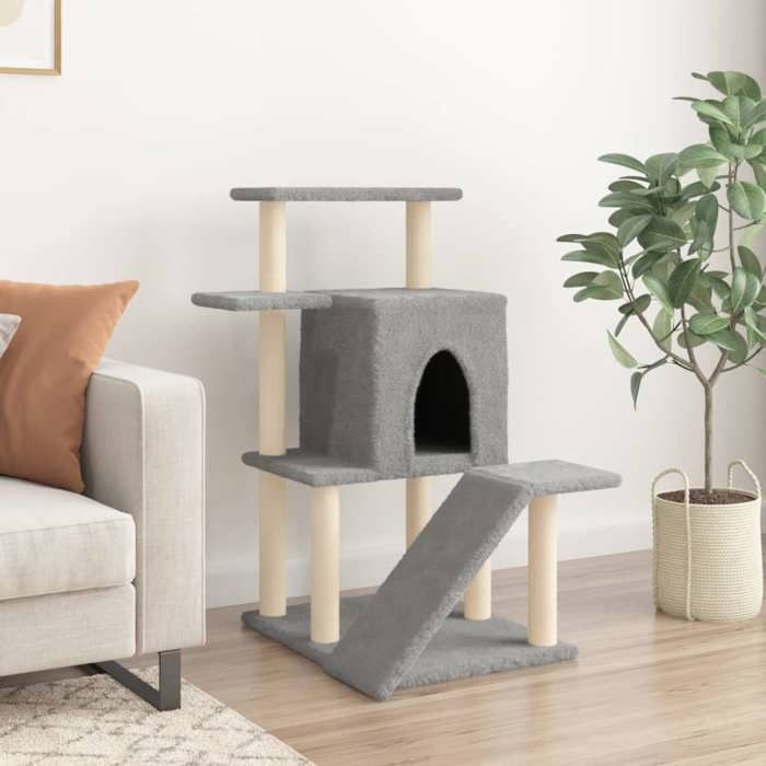 VidaXL Cat Tree with Sisal Scratching Posts Light Grey 97 Cm 172098