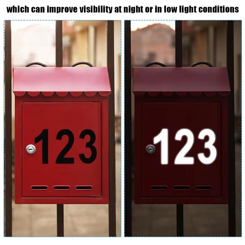 0-9 Car License Plate Reflective Number Label Stickers Waterproof Invisible Number Stickers Highly Reflective Vinyl Sticker