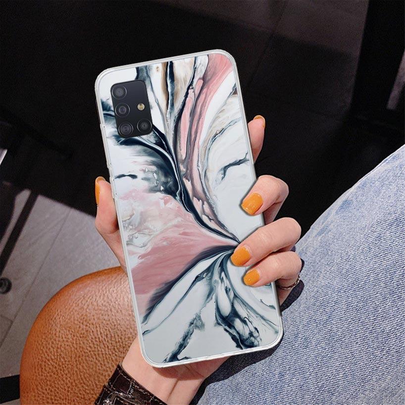 Fashion Gold Pink Geometric Marble Phone Case For Samsung Galaxy A52 A32 A22 A12 A51 A31 A50S A30S A20S A10S Note 20 Ultra 10 Pl
