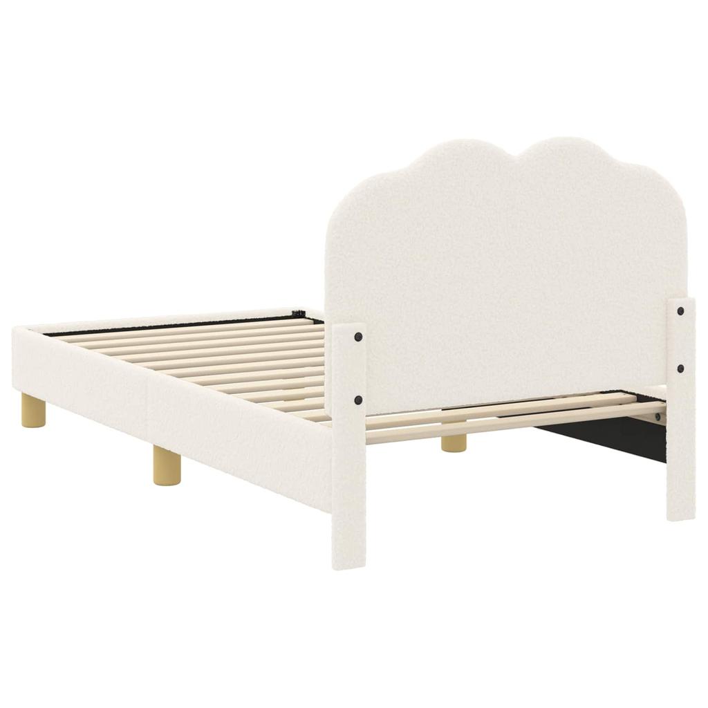 Children S Bed Frame with Headboard Cream 80 X 160 Cm Boucle