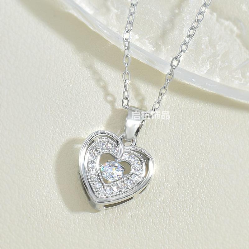 Beating Heart Smart Necklace Women'S Design Fresh And Versatile Zircon Love Pendant Neck Chain