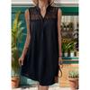 Summer Women's Dress Black Lace Patchwork Sleeveless Dresses