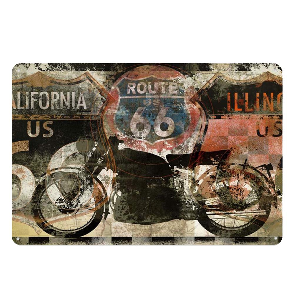 Vintage USA Route 66 Sign Metal Tin Plate Bar Pub Club Man Cave Wall Decoration Plaque Retro Poster Home Decor 30X20CM