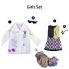 Mad Halloween Scientist Costume Girls Boys Uniform Cosplay Set For Kid Role Play