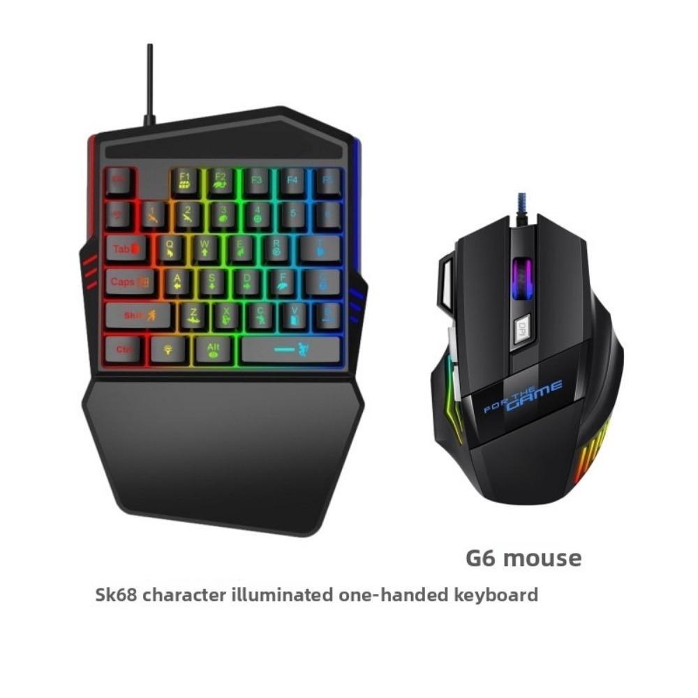 One-handed Keyboard Colorful Mechanical 35 Keys with Mobile Phone Throne PUBG Handle Mobile Game Chicken Eating Artifact