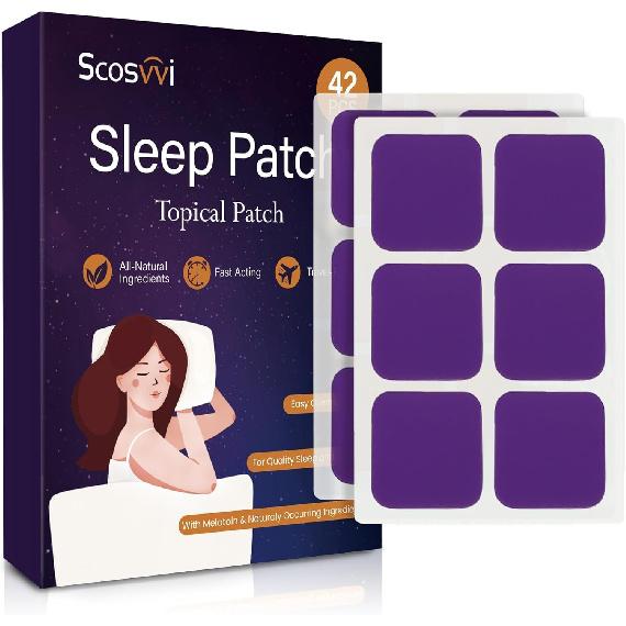 Scosvvi Sleep Patches Extra Strength, 42 pcs Help Sleep Patch, Sleep Support Patches, Sleepy Patch Last All Night for Men and Woman