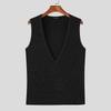 INCERUN Summer Men Deep V Sleeveless Solid Casual Fitted Rib Tank Tops Undershirts