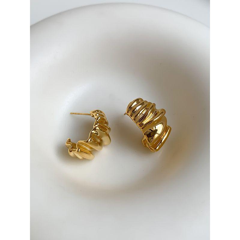 

S925 Витой Драпированный Круассан Преувеличенный Хипстер Серебряная Игла Gold