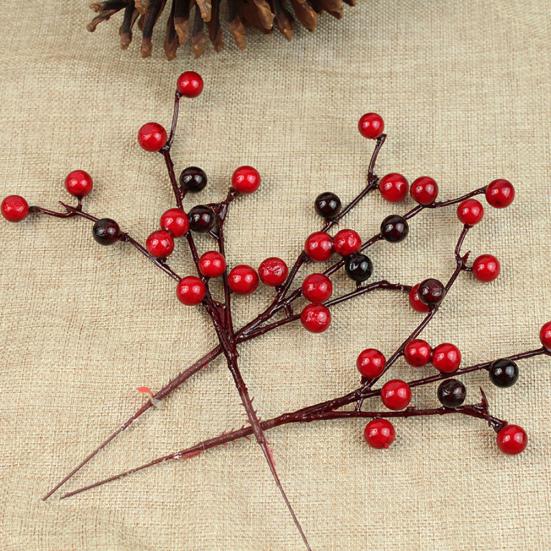 10 szt. Mini okrągłe sztuczne czerwone jagody Xmas Flower ozdoby do domu na nowy rok