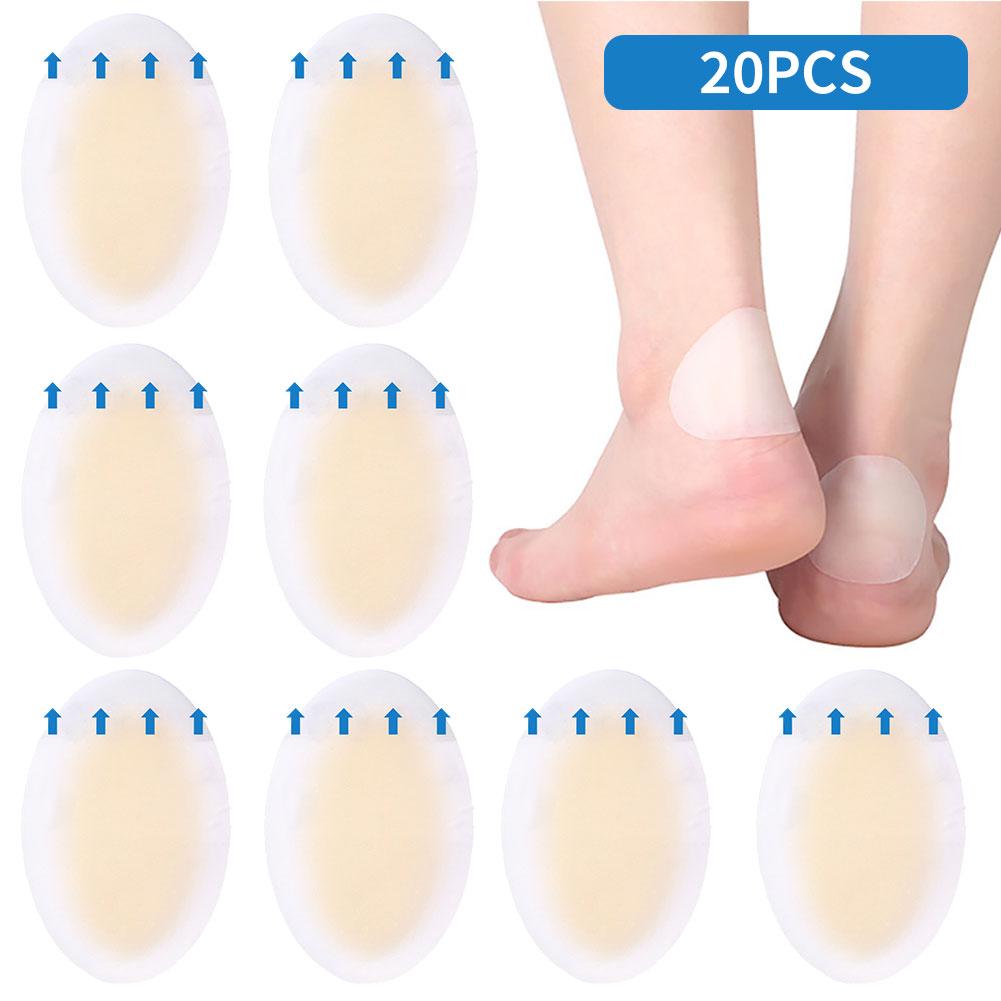 20pcs Anti Slip Heel Cushions Pads Non-Slip Inserts Hydrogel Foot Patch Oval Heel Stickers Women Men Foot Heel Care Protector
