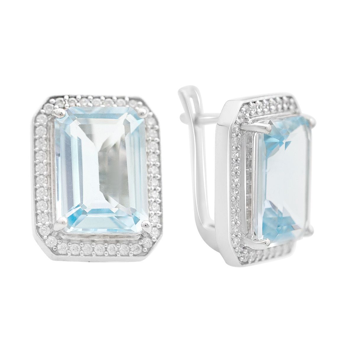 

Срібні сережки з натуральним топазом 18.54ct (2167754) небо синє світло кольору