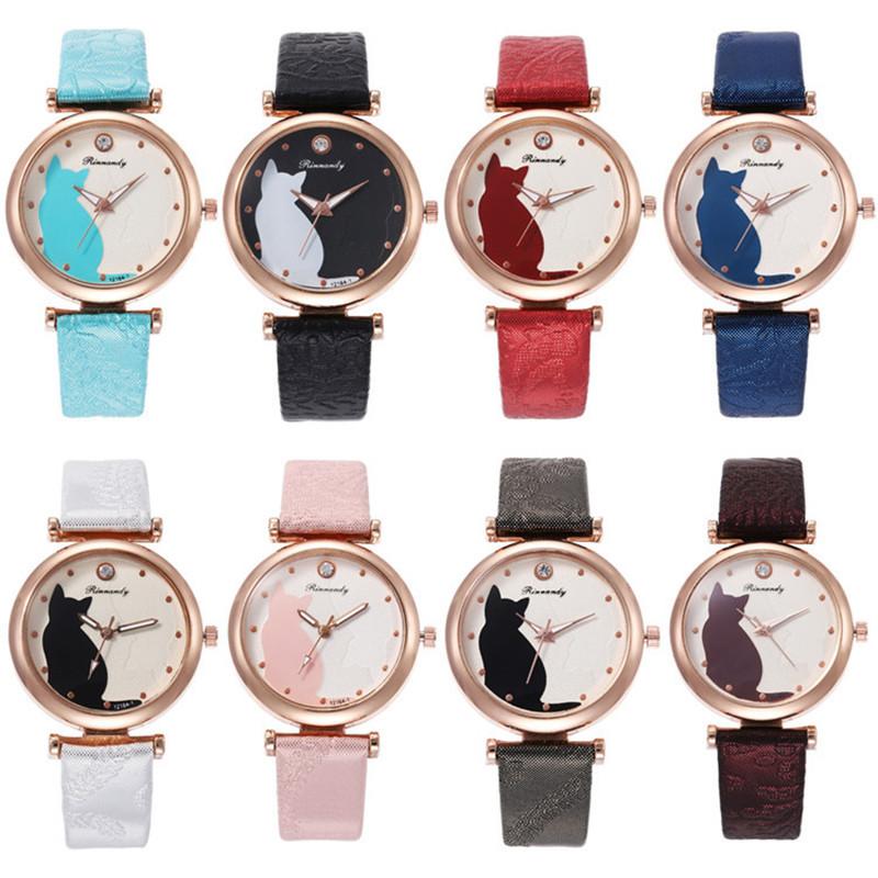Cute Cat Pattern Quartz Watch Kids Students Wristwatch