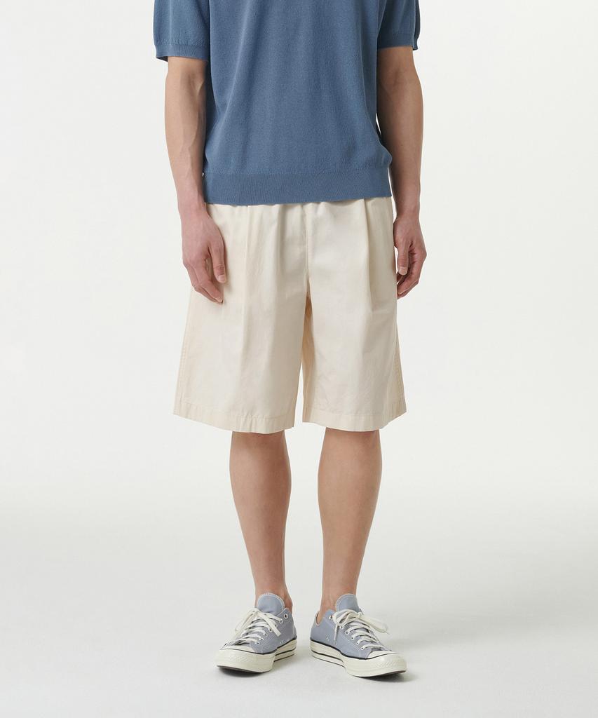 MUSINSA STANDARD Cotton One-Tuck Wide Elastic Shorts [Cream]