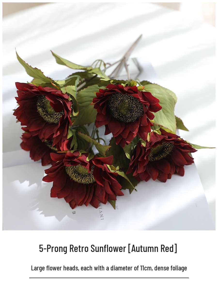 High-Quality Retro Sunflower Artificial Flowers - Dried Floral Arrangements for Living Room Decor & Dance Props