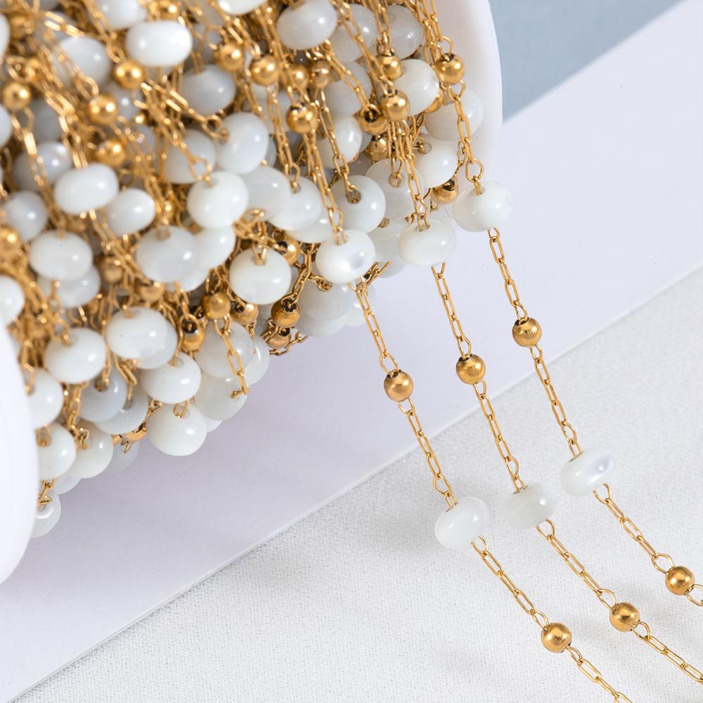 1Meter Stainless Steel Crystal Beading Chain Iridescence Transparent Beaded Body Chains for DIY Necklace Bracelet Jewelry Making