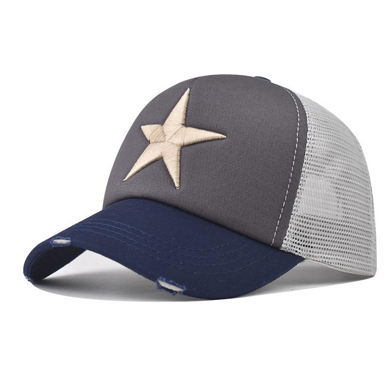 Hot Sale Unisex Adjustable Mesh Cap Casual Plain Embroidery Five-Star Cotton Baseball Cap Summer Trucker Hat for Women And Men