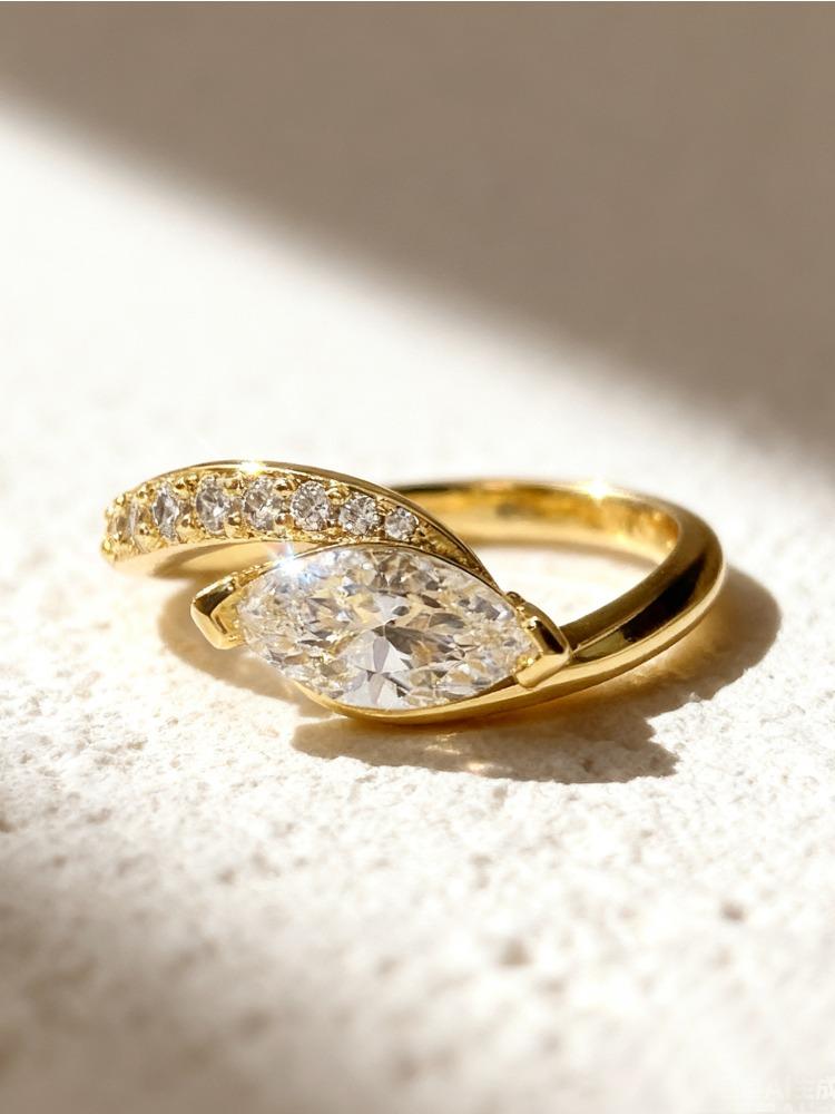 925 Sterling Silver Fashion Luxury Twisted Zircon Marquise Ring For Women Anniversary Engagement Wedding High Quality Jewelry