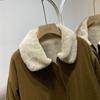 Mäntel für Damen Winter Baumwolljacke Verdickter Samt Pelzkragen Tailliert Locker Lässiger Mantel Top