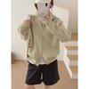 Autumn and winter lapel collar double zipper solid color double pocket casual cardigan temperament thin versatile lazy style knitted sweater