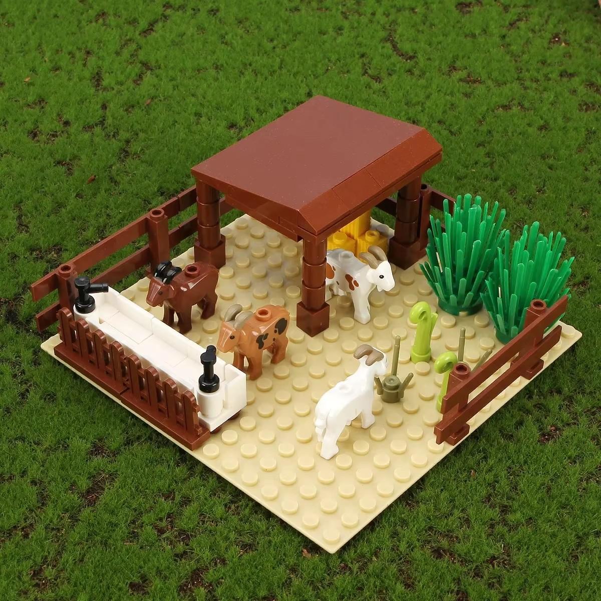 

Зроби сам веселі сцени з тваринного ранчо з будівельних блоків, ферма з вівцями та свинями та сцени з будівельних блоків MOC з великою рогатою худобою, аксесуари для будівельних блоків