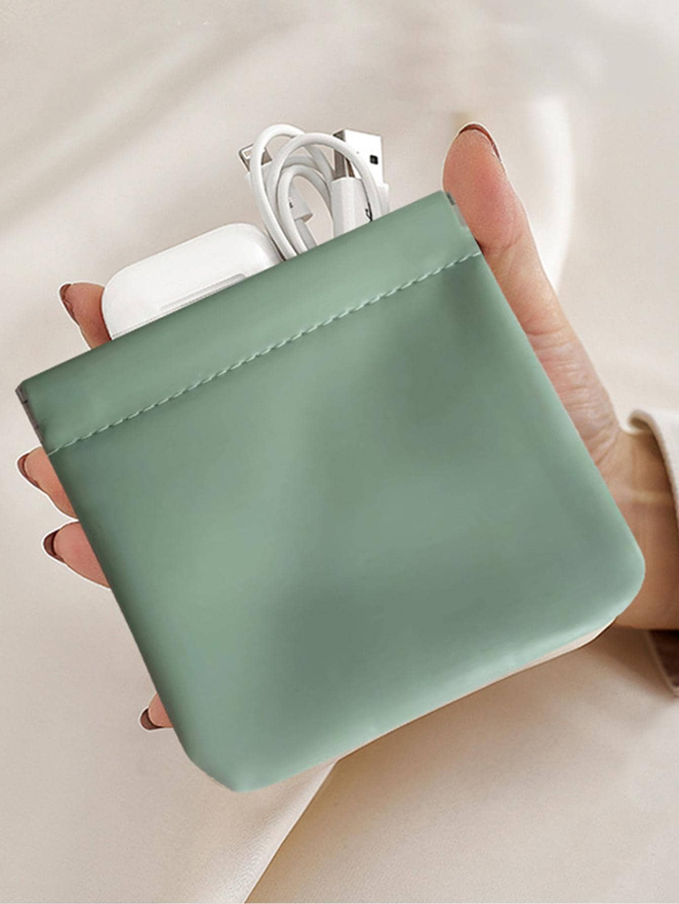 

Plain Makeup Bag,For Holiday Beach, Bathroom Collection, Bedroom Collection, Large Capacity one-size зелёный