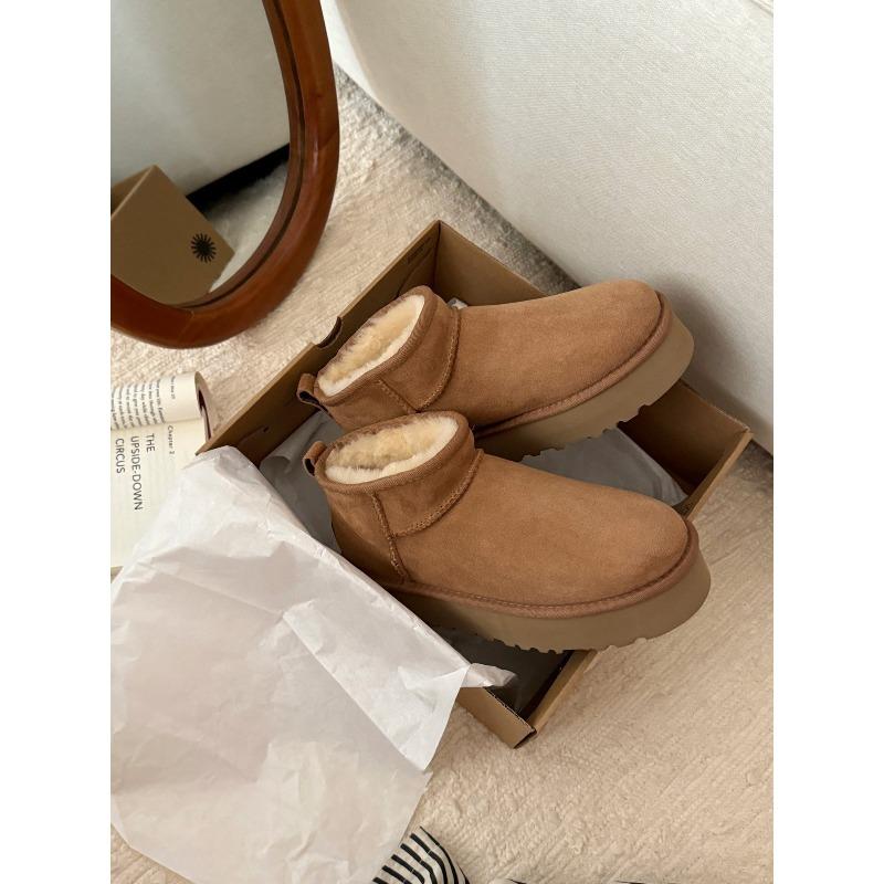 Henan Sangpo snow boots sheepskin fur integrated women's autumn and winter new warm lazy snow shoes winter rain low top mini