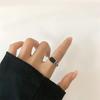 Retro Square Punk Black Oil Odkapávací prsten Černý Vintage Dutý řetízek Otevírací prsteny Muž Dámské šperky