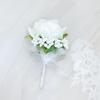 6pcs White Pink Corsage and Boutonniere Set Artificial Rose Wristlet Suit Flower for Men Wedding Party Prom Decoration
