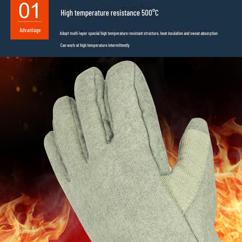 High-Temperature Resistant Fireproof Gloves for Industrial Use – 500°C Protection