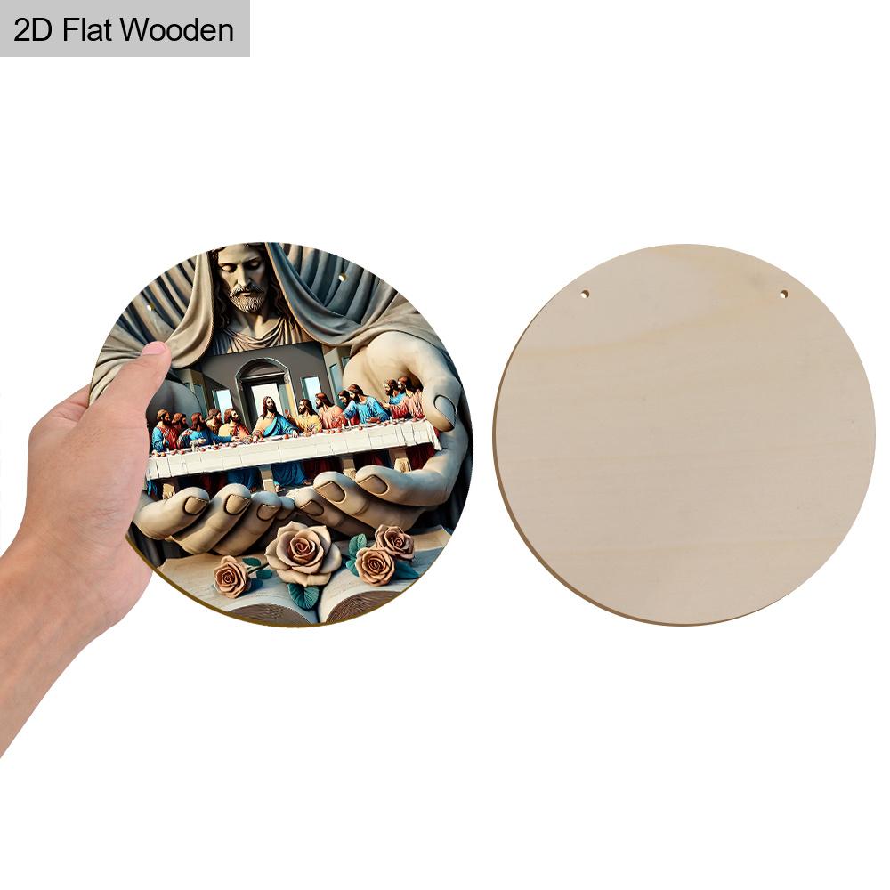 Klassisches Holzschild zum Thema Das letzte Abendmahl - Dekorative Plakette - Vielseitiges künstlerisches Schild für Wohnzimmer, Zuhause