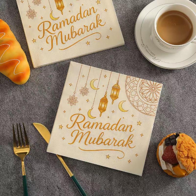 20PCS Colorful Moon-Patterned Napkins Perfect For Restaurants Kitchens Weddings Birthdays Ramadan Gatherings Lively Tableware+