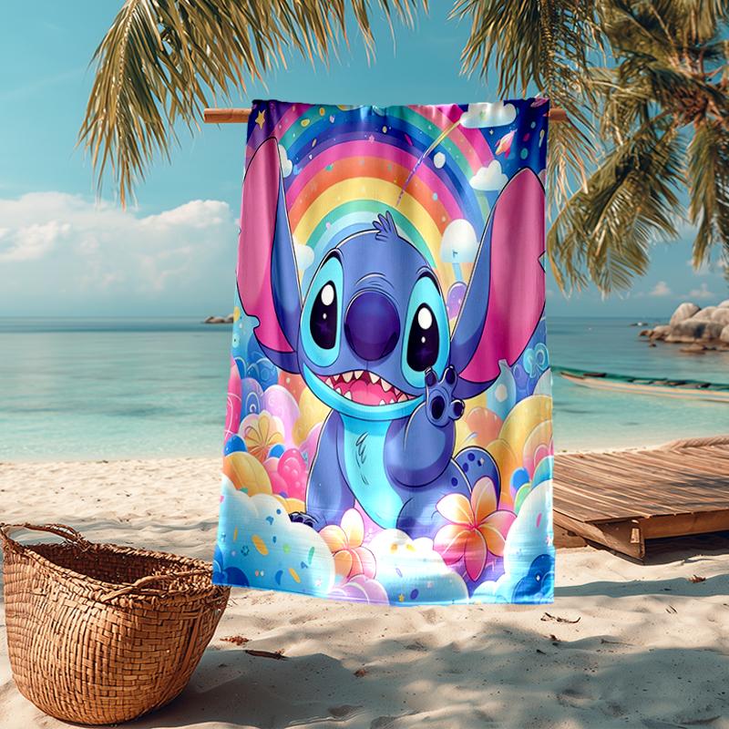 Ultra-Soft Beach Towel with Stitch Theme,Ideal for Pool - Camping, Diving - Perfect Travel Essential, Vibrant Beach Towel.