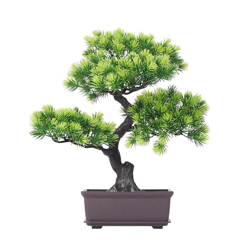 Umělé borové svatební květinové aranžmá: Zelený bonsaj penězovník pro domácí dekoraci