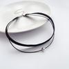 Simple, Sweet and Cool Punk Velvet Strap, Double-layer Stainless Steel Beads, Black Choker Collar, Neck Strap and Necklace for W