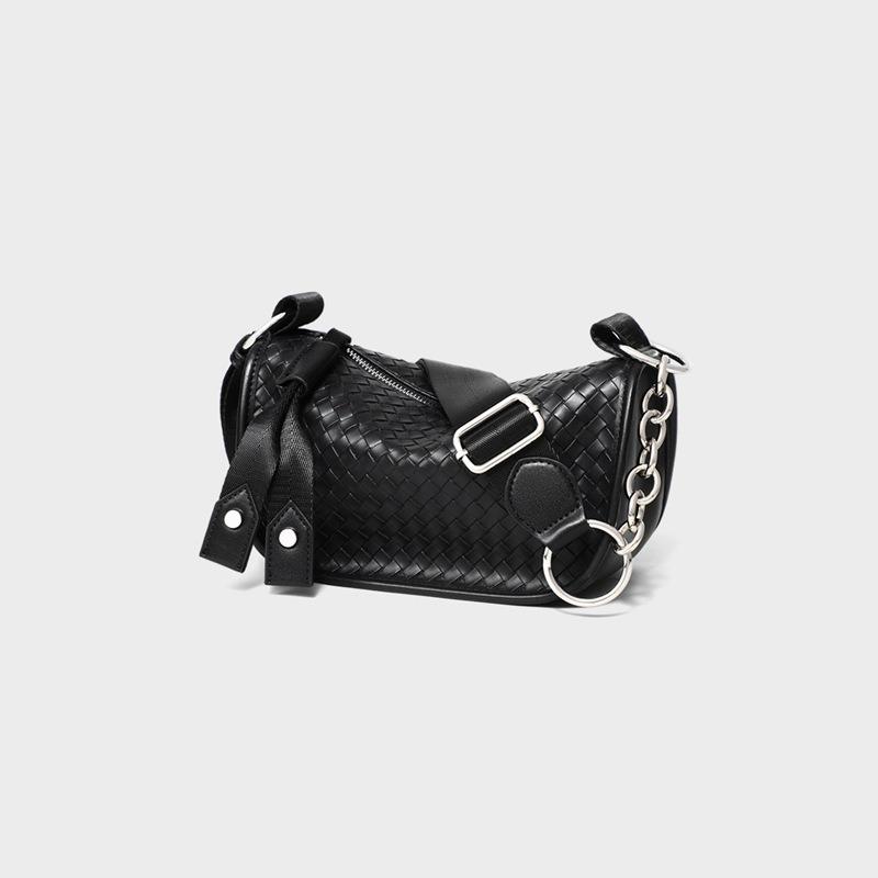 Bag Women's New Autumn and Winter Leather Messenger Women's Bag High-end Woven Pillow Bag Single Shoulder Small Bag Luggage